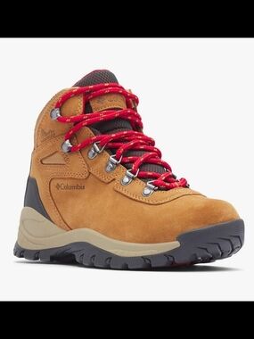 Columbia Tan Suede Lace-Up Hiking Boot with Red Laces
